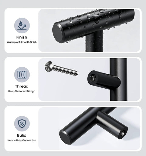 10 Pack Matte Black 2 Inch T Bar Cabinet Knobs Stainless Steel Single Hole Kitchen Cabinet Handles Drawer Pulls for Bedroom Dresser