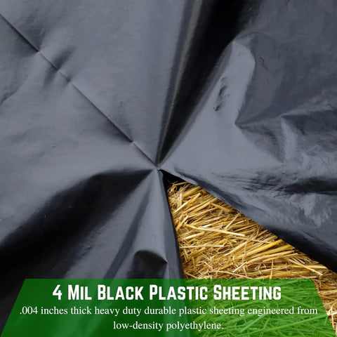 4 Mil Black Plastic Sheeting Roll 4 Ft By 100 Ft Heavy Duty Polyethylene Tarp for Painters over straw
