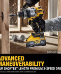 Top Shelf 20V MAX Cordless Hammer Drill Sold As A Bare Tool Rig with half inch chuck drilling into wood, compact design.