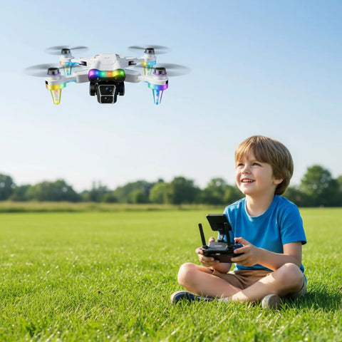 Child flying Beginner Friendly Kids Drone With Camera For Ages Eight To Twelve, LED Lights, 4.3 Inch FPV Screen Built In