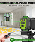Self Leveling Laser Level With Tripod For DIY Pros And Handymen, 360 Degree Green Cross Lines, 4D Laser Leveler With Included 2 Lithium Batteries, High Precision For Picture Hanging, Tile Work, Home Renovation, Indoor Use, with receiver