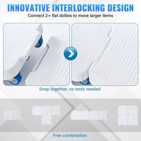DoReFaSol Connectable Appliance Rollers And Heavy Duty Furniture Sliders With 36 Wheels showing interlocking dolly design for easy movement.