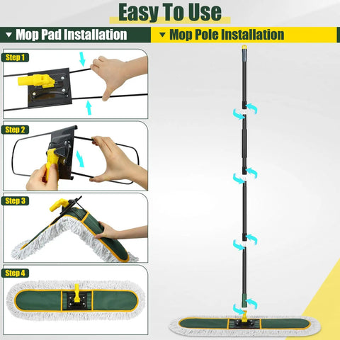 Heavy Hitting Commercial Cotton Dust Mop With Massive 39 Inch Sweeping Pad And Rock Solid Handle No Fuss Floor Cleaner Dust Broom installation steps.