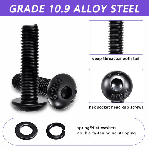 Grade 10.9 alloy steel screws and washers from the 1705-Piece Machine Screw Assortment Kit With Alloy Steel Bolts And Nuts M2 To M5