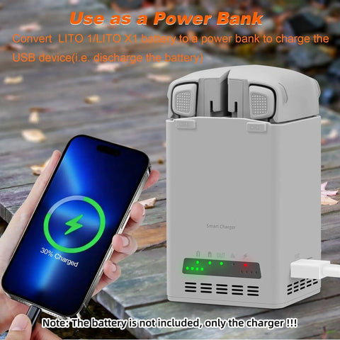 Dual Bay Drone Battery Charger Dock For Lito 1 And Lito X1, Intelligent Fast Charge Station, powering USB device with phone