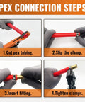 Step-by-step guide for Bulk 25 Pack One Half Inch PEX Drop Ear Elbows Lead Free Brass Fittings installation.