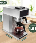 12 Cup Commercial Coffee Maker With Dual Warmers For Offices And Break Rooms - Pourover Stainless Steel Brewer on counter