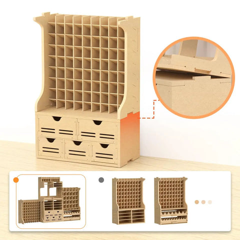 Badass Heavy Duty Model Paint Storage Rack Holds Seventy Two Acrylic Bottles Killer Layout For Your Hobby Bench with detailed storage sections.