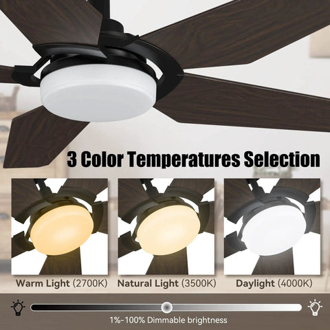 52 Inch Smart Ceiling Fan With Light And 5 Blades Low Profile Design 10 Speed DC Motor Delivers Strong Airflow Up To 4120 CFM