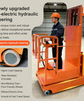 Fully Electric Self-Propelled Order Picker Lift Truck With 661 Lbs Capacity drivable stock picker at work with hydraulic steering