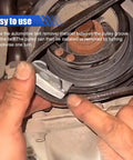 Using metal belt remover on pulley, 2 Piece Stretch Belt Tool Kit For Serpentine And Timing Belts
