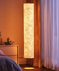 58 Inch Modern Floor Lamp With Tyvek Shade Warm White LED 3000K Slim Standing Light in cozy bedroom setting