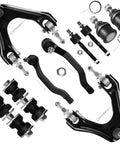 10 Piece Front Suspension Kit For Honda Accord 1994 To 1997 And Acura CL 1997 To 1999 With Upper Control Arms Ball Joints Tie Rod Ends And Sway Bar Links Bolt On For A Solid Smooth Ride Replacement, black steel parts