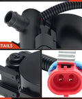 Close-up of Vapor Canister Vent Solenoid Valve For GM Vehicles Including Chevy Impala Lumina; plastic housing, blade terminals