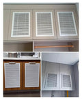 No Sweat Removable Aluminum Air Vent Grille Paired With A Slick Louvered Access Panel For Ceiling Drywall Install Delivering Solid Moisture Proof Airflow Management At 32X32 Inches Dimensions in kitchen cabinetry.