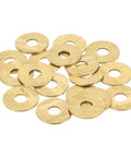 18 Pack Brass Flat Washers Kit M6 Crush Washers Assortment 6mm ID 18mm OD 1mm Thick For Bolts Screws in a pile