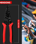 Wire Stripper Cutter And Stripping Tool 8 Inch Multi Function Hand Tool With Ergonomic Handle shown with wires