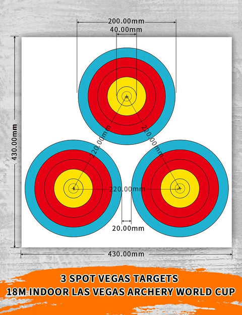 Archery Targets 30 Pack 3 Spot Vegas Face Paper Targets 17x17 Inch Official Indoor Outdoor Practice Targets For Backyard Range