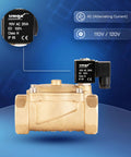 Beefy Heavy Duty 2 Inch NPT Solenoid Valve 110V AC Brass Normally Closed Water And Air Control Valve front view