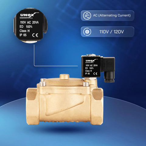 Beefy Heavy Duty 2 Inch NPT Solenoid Valve 110V AC Brass Normally Closed Water And Air Control Valve front view