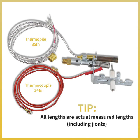 Upgraded LP Pilot Assembly With Integrated Thermocouple And Thermopile For LPG Gas Fireplaces And Stoves Replacement Part