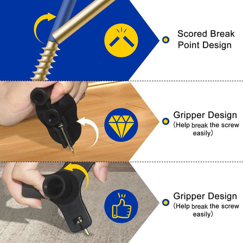 Kick Floor Squeaks Right Out The Door With This Heavy Duty Squeaky Floor Repair Kit using a gripper tool and scored break screw design.