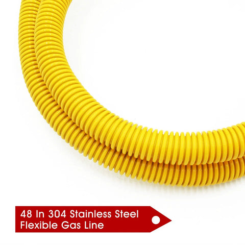 Coiled 48 Inch Flexible Gas Connector Kit Five Eighths Inch Outer Diameter Yellow Coated Stainless Steel Hose detail