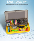 Open tackle box from All In One 144 Piece Fishing Lure Kit With Tackle Box Included Including Crankbaits Spoons Jigs Soft Plastics Hooks Weights