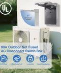 Heavy Duty 60 Amp Non Fused Disconnect Switch Box Weatherproof Nema 3R Outdoor Electrical Panel with 90-degree hinged cover.