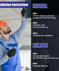 Man using 4 Inch Magnetic TDC TDF Clip Cleat Tool For PPC PPF Clips with magnets in HVAC installation instructions.