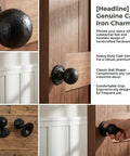 Two Pack Sliding Barn Door Handles Black Cast Iron Round Knobs With Vintage Distressed Texture And Ergonomic Grip