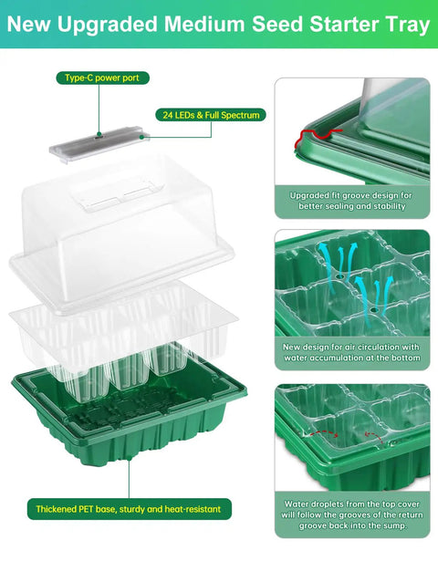 Top Notch Seed Starter Kit With Heat Mat And Grow Lights 3 Pack Trays With 36 Big Cells Adjustable Humidity Vents step by step disassembly