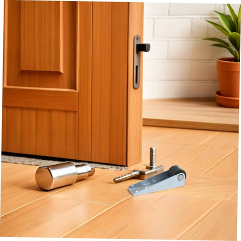 Heavy Duty 8 Pack Silent Barn Door Casters With Premium Rubber And Steel Rollers Slide Like Butter On Hardwood And Tile Floors Kick Back Free Guided Stability Kit For Any No Fuss Diy Project on wood floor with tools
