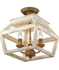 Haiden Semi Flush Mount Ceiling Light in Burnished Chestnut with Distressed Cedar Frame Cozy Farmhouse Modern Lantern Style Fixture