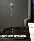 LoRa Water Level Monitoring Sensor With Battery Powered Float Switch Alarm For Sump Pump And Overflow Protection, Tank Level Monitoring, Toilet Leak Sensor, 105dB Siren, Hub Required, Ideal For Home Aquarium Pond Rain Barrel installed in a sump pit