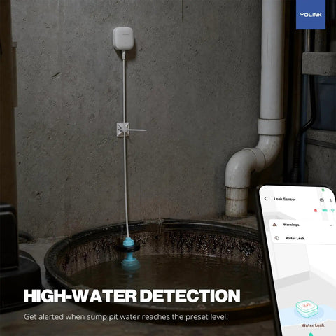 LoRa Water Level Monitoring Sensor With Battery Powered Float Switch Alarm For Sump Pump And Overflow Protection, Tank Level Monitoring, Toilet Leak Sensor, 105dB Siren, Hub Required, Ideal For Home Aquarium Pond Rain Barrel installed in a sump pit