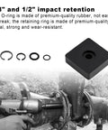Impact Wrench Retaining Ring Clips With O Ring For Three Eighths And One Half Inch Sockets, Includes Six Sets Each, shown with wrench