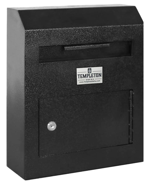 Wall Mounted Mailbox Drop Safe And Suggestion Box With One Way Depository Slot Keyed Lock, secure black steel unit