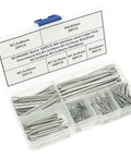 Beefy 304 Stainless Steel Cotter Pins Kit 300 Piece Split Pins Assortment in organizer box showing size labels and compartments