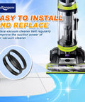 Bissell Vacuum Belt Replacement 3 Pack Compatible With Style 7 9 10 12 14 16 Upright Vacuums Easy Install Durable Belts For Smooth Suction Secure Fit Quiet Operation No Tools Required For Easy Replacement, black rubber belts shown with upright vacuum