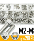 Heavy Duty Hex Socket Cap Head Screws And Nuts Kit With 105 C Heat Resistance And 3dB Noise Reduction, M2-M8 stainless steel kit