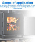 Gasket paper, 1/8 in thick, 7 × 10 in ceramic fiber, for wood and pellet stoves; shown beside a stove.