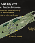 Mini RC Submarine Remote Control Boat Waterproof 6 Channel Military Style with air pressure chamber and fine-tuning device