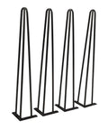 25.5 Inch Hairpin Leg Set of 4, Heavy Duty Steel Table Legs With Free Screws, Supports Up To 200 Lbs, black steel, vertical view