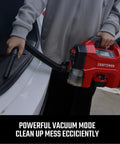 User holding Plug And Play Three In One Portable Air Compressor Tire Inflator And Car Vacuum With Knockout 160 Psi Pressure And Quick Blast 20k Rpm Blower setup for cleaning.