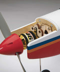 Close-up of Avistar Elite 46-Size Almost Ready To Fly Advanced RC Trainer Airplane's engine and propeller assembly