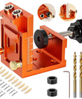 All In One Pocket Hole Jig Kit For Super Strong Hidden Joints With 15 Degree Adjustable Drill Guide, screws, wood plugs, Allen wrench
