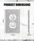 Shiny Silver Rhinestones Wall Plate Cover for Light Switch and Outlet 1 Gang Toggle Decor Dope Sparkle Upgrades Your Home Office Easy Install with dimensions