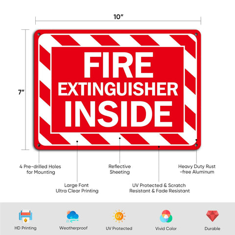 Two Pack Fire Extinguisher Inside Sign 10 By 7 Inches Rust Free Reflective Aluminum Rock Solid Construction Hella Visible Faded Proof Weatherproof Snap To Install For Building Code Compliance And Emergency Safety Readiness