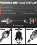 Diagram and details of Toyota Corolla 1.8L CV Axle Shaft Assembly Front Left And Right Pair Fits 2009-2018 For Matrix Vibe 2003-2013 Manual Transmission 1.8L FWD 66-5228 66-5224 Replacement Set